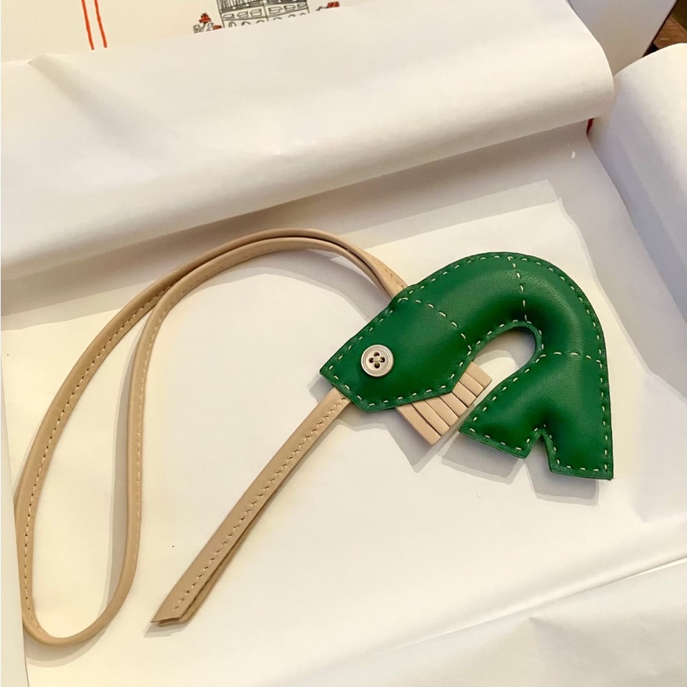 Hermes petite h vert green Milo shrimp bag charm